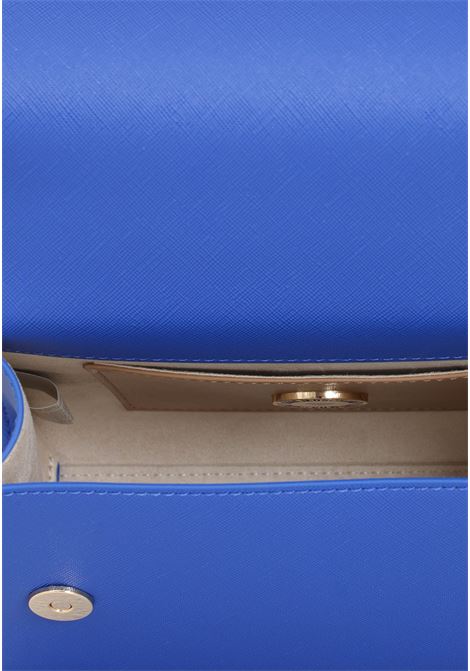 Sapphire blue women's bag with golden fancy heart lettering logo plate LOVE MOSCHINO | JC4328PP0IKS0715